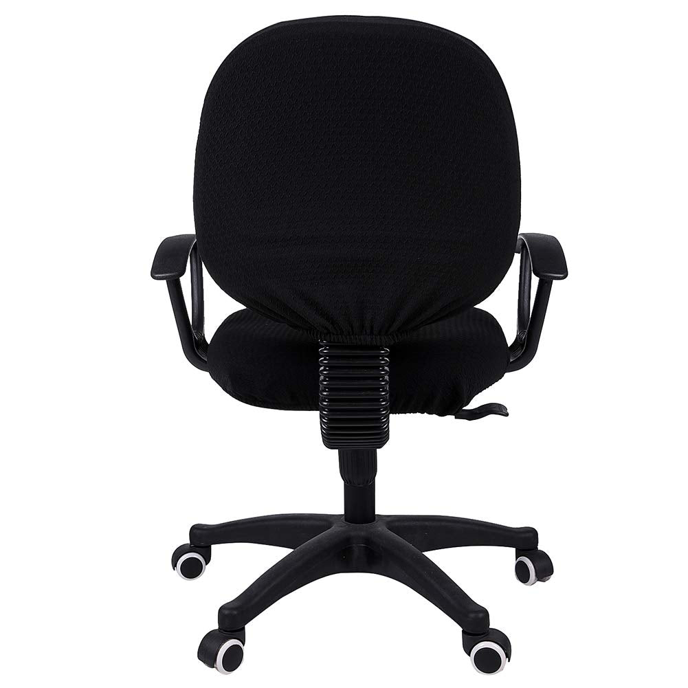 Smiry Stretch Jacquard Office Computer Chair Covers, Removable Washable Universal Desk Rotating Chair Slipcovers Protector, Seat + Backrest Cover, Black