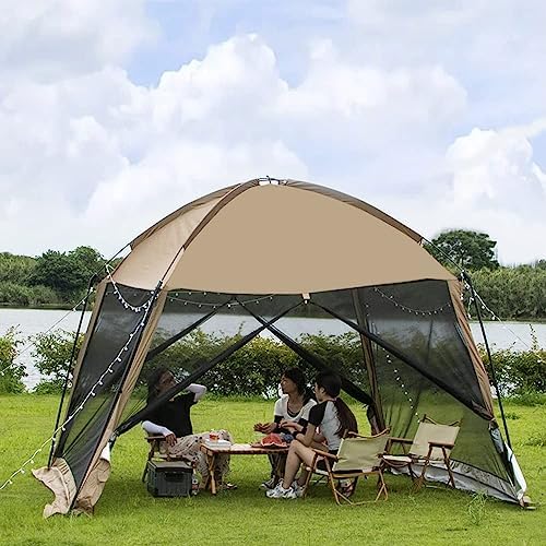 GVDV Screen House Tent 11x11 Ft Mesh Net, Outdoor Camping Screen Room Sun Shade Gazebo Shelter Included Carry Bag, Easy Setup & Waterproof, Perfect for Family Picnic, Backyards, BBQ and Party