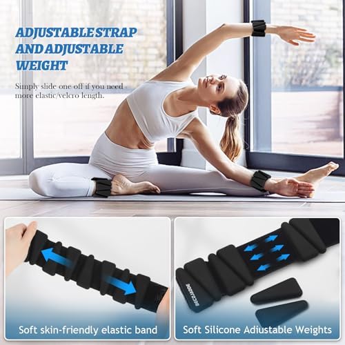 Wrist Ankle Weights Set of 2(1 lb/2 lbs Each) Adjustable Weights Training Intensity for Strength Training Walking Running Yoga Pilates Jogging for Women Men