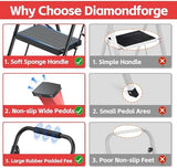 Step Ladder Foldable Folding Stool - for Home Adults Kitchen 3 Stepping Extension Tall Heavy Duty with Handrails - Closet Stepstool Stair Ladders Extendable Stepladder for Indoor House 800Lbs