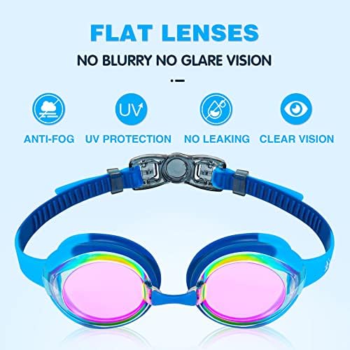 Keary Kids Swim Goggles for Toddler Kids Youth(3-12),Anti-Fog Waterproof Anti-UV Clear Vision Water Pool Goggles