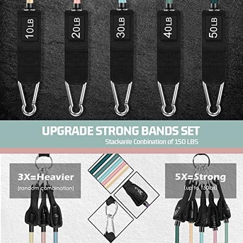 VEICK Resistance Bands, Exercise Bands, Workout Bands Set for Working Out with Handles for Men Women, Elastic Exercising Bands for Fitness Weights Work Out at Home Gym