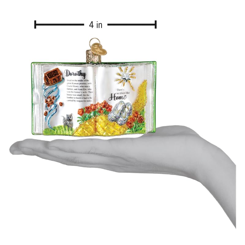 Old World Christmas The Wonderful Wizard of Oz Book Glass Blown Ornament for Holiday Tree, Handcrafted Holiday Decoration, Book Collection