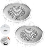 Drain Hair Catcher for Shower & Kitchen Sink - Patented Stainless Steel Bathtub Drain Hair Trap Strainer, Easy Clean, Prevents Clogs in Bath Tub, Sink Drains (2 Pack)