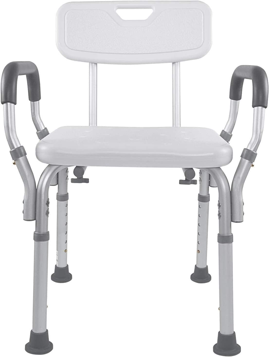 Vaunn FSA/HSA Eligible Medical Shower Chair Bath Seat with Padded Arms, Removable Back and Adjustable Legs for Bathtub Safety and Supports Weight up to 350 lbs