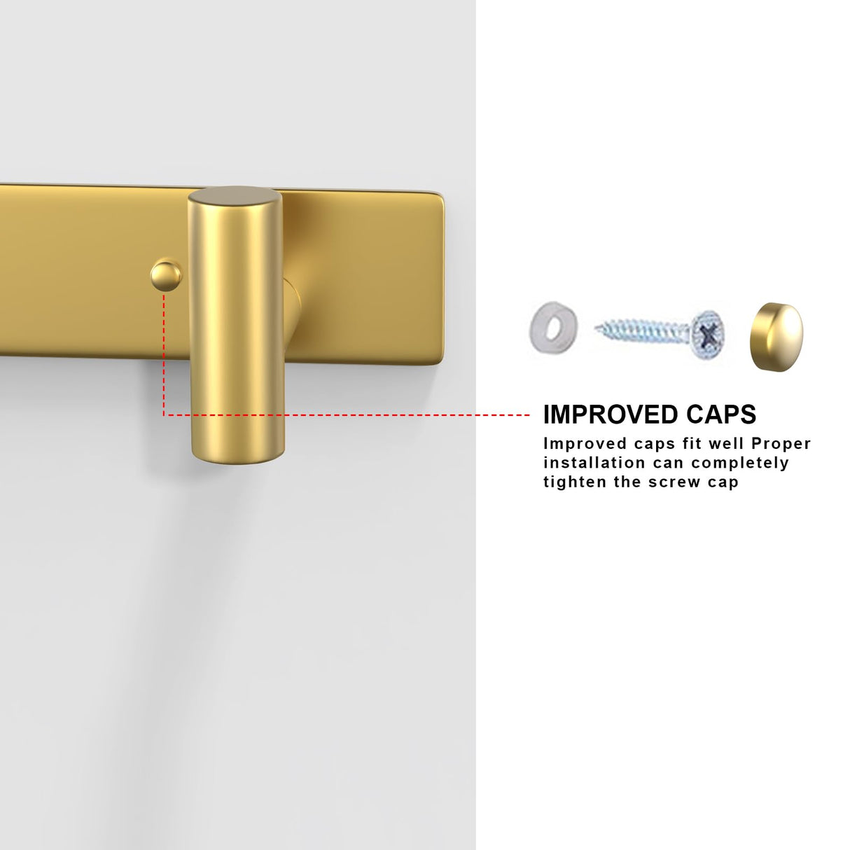 VAEHOLD Hat and Coat Wall Mount Rack - Hooks for Robes, Bags, Keys, and Towels - Bathroom Towel Hanger Organizer (Gold, “T“ Shape 5 Hooks 1 Pack)