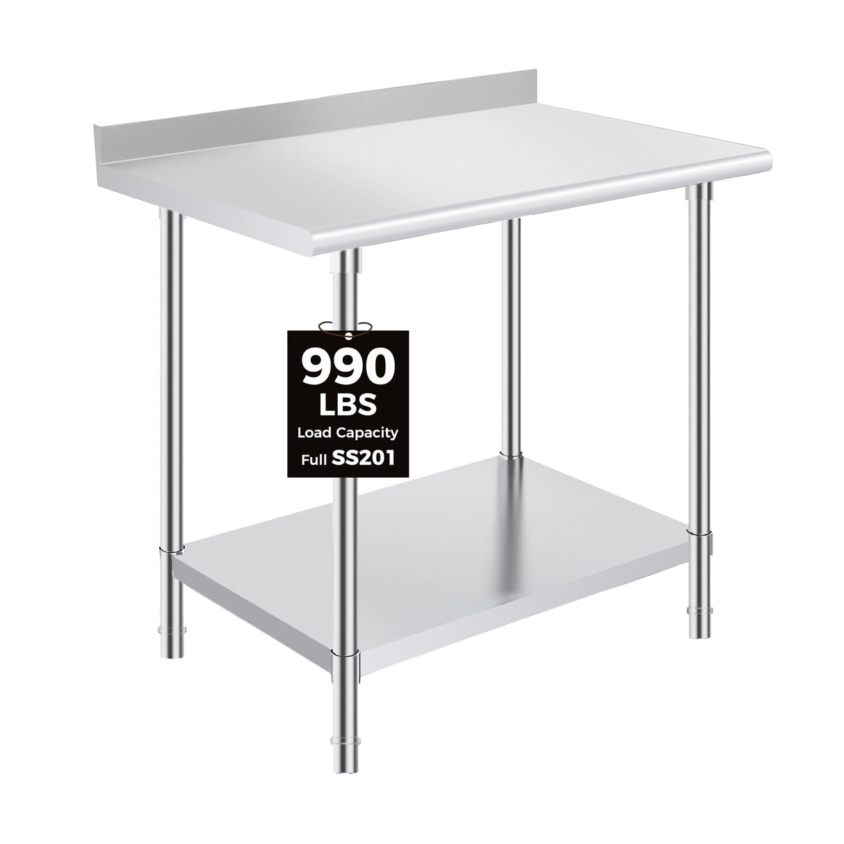 OSTBA Stainless Steel Table for Prep & Work 24x36 Inches with Backsplash, NSF Metal Commercial Heavy Duty Table with Adjustable Undershelf and Foot for Restaurant Kitchen Home and Hotel