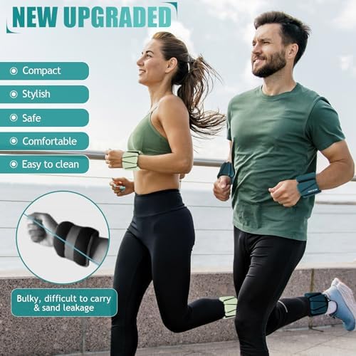 Wrist Ankle Weights Set of 2(1 lb/2 lbs Each) Adjustable Weights Training Intensity for Strength Training Walking Running Yoga Pilates Jogging for Women Men