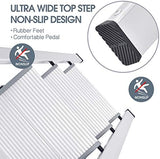 KINGRACK Aluminium 3 Step Ladder, Lightweight Step Stool with Non-Slip Pedals, Handrail, 330 LBS Foldable Step Ladder for Kitchen, Garage, Home, Space Saving, Sturdy and Portable, Silver