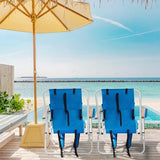 Outvita Folding Beach Chair Adjustable Headrest w/4 Flexible Tilt Angle, Cup Holder Portable High Strength Cleanable Fabric, for Sand Camping Lawn Concert Travel Festival