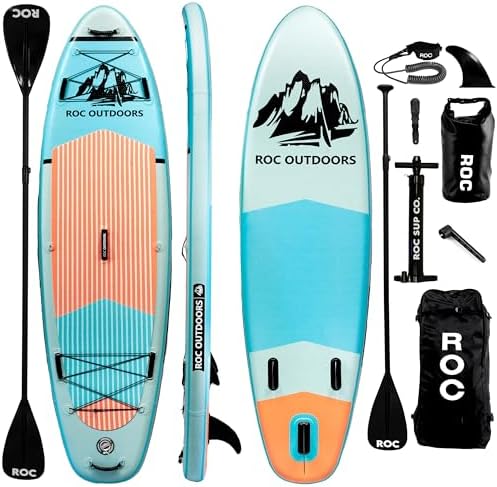 Roc Inflatable Stand Up Paddle Boards 10 ft 6 in with Premium SUP Paddle Board Accessories, Wide Stable Design, Non-Slip Comfort Deck for Youth & Adults