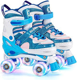 SULIFEEL Rainbow Unicorn 4 Size Adjustable Light up Roller Skates for Girls Boys for Kids