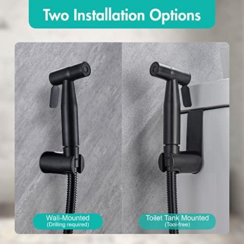 BARROCK Handheld Bidet Sprayer for Toilet, Stainless Steel Metal Made Baby Cloth Diaper Spraying Kit, Bathroom Toilet Bidet Attachment Set for Bathing Pets and Feminine Hygiene, Matte Black