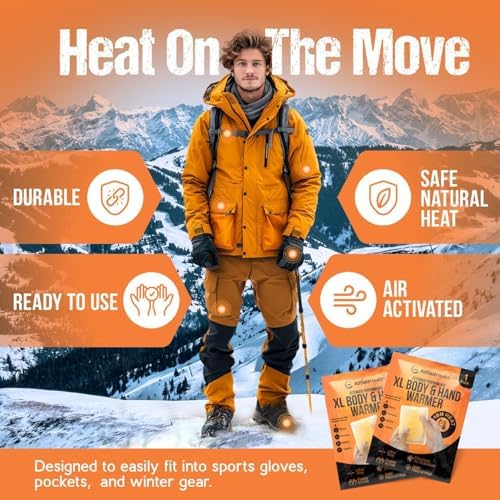 Natural Large Hand & Body Warmers 40 Pairs - Air Activated 18 Hours of Consistent Natural Heat Handwarmers Bulk - Disposable Quick & Easy Activation | Portable Odor-Free Warmth for Hands
