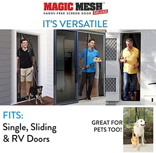 Magic Mesh Deluxe, Black | Magnetic Screen Door, Heavy Duty, Magnetic Closure, Door Net, Patio Screen, Sliding Door Screen, Bug Screen for Doorways, Kid & Pet Friendly | Size 39" x 83" (Pack of 2)