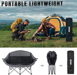 WILDROOTS Outdoor Folding Double Camping Chair Adults 2 Person,Heavy Duty 600 LBS Loveseat with 2 Cup Holder,Portable Carry Bag Included for Camping,Lawn,Backyard,Movie