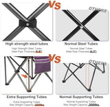 Camping Chairs for Adults,High Back Folding Camp Chair with Cup Holder and Cooler Bag,Heavy Duty Outdoor Lawn Chairs,Perfect for Camping,Hiking,Picnics,and Beach Trips,Purple