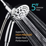 AquaDance New Magnetic Guidance Docking System - High-Pressure 8-setting Handheld Shower Head with Giant 5 inch Face, Magnetic Bracket, Extra-long 72 inch Stainless Steel Hose/All Chrome Finish