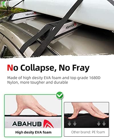 Abahub Soft Roof Rack Pads for Surfboard, SUP, Kayak, Canoe, Heavy Duty Universal Car Roof Racks System for Padle Boards, Compatible with SUVs, Sedans, Hatchbacks, 2-Door or 4-Door Cars