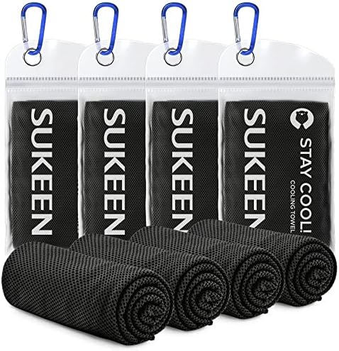 Sueken 4 Pack Cooling Towel - 40"x12", Soft Breathable Chilly Microfiber Towel for Yoga, Sports & More Activities