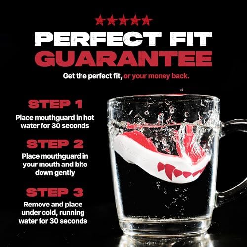 SafeJawz Sports Mouthguard, Dual Layer Premium Mouth Guard with Case for Basketball, Lacrosse, Football, Martial Arts, Hockey, Wrestling, Ice Hockey and All Contact Sports
