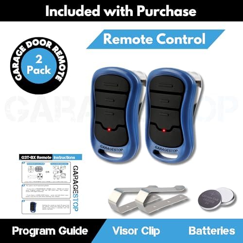 Garage Stop 2X for Genie Intellicode Garage Door Remote, G3T-BX (37218R) 3-Button Genie Garage Door Opener Remote Replacement, Auto-Seek Dual Frequency, Blue