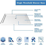 DreamLine SlimLine 32 in. D x 48 in. W x 2 3/4 in. H Center Drain Single Threshold Shower Base in White, DLT-1132480