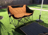FAIR WIND Oversized Fully Padded Camping Chair Folding Loveseat Camping Couch Double Duo Chair Heavy Duty Quad Fold Arm Chair with Cup Hold - Supports 650 LBS Orange