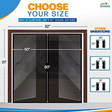 Magnetic Closure Screen Door for 62"x81" French Door Sliding Door Pet and Dog Friendly, Durable Fiberglass Mesh Double Door Screen Mesh Retractable Curtain, Keep Bugs. Mosquito Out, Fly Screen