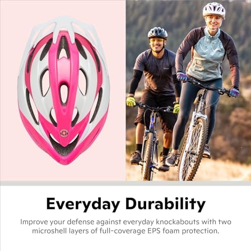 Schwinn Thrasher Bike Helmet for Adult Men Women Age 14+ with Suggested Fit 58-62cm, Multi-Mode Rear LED Light or No Light Option, Lightweight with Adjustable Side and Chin Strap, Bike Accessories