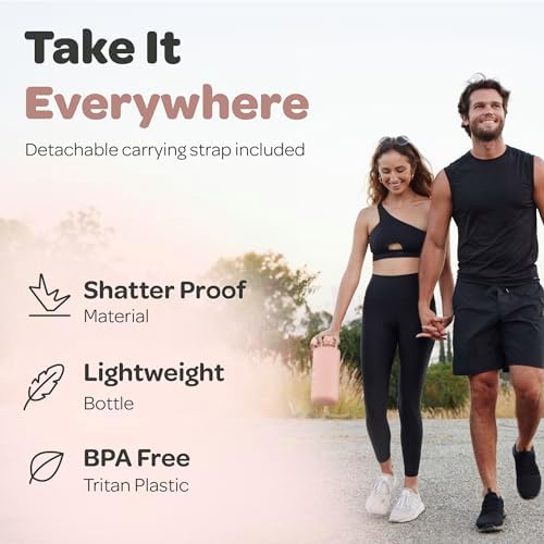 Hydracy Water Bottle with Time Marker -Large BPA Free Water Bottle & No Sweat Sleeve -Leak Proof Gym Bottle with Fruit Infuser Strainer & Times to Drink -Ideal for Fitness Sports & Outdoors