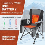 Heated Folding Camping Chair Portable for Outdoor Sports, Fully Padded Heated Lawn Chair Support 400lbs, Collapsible Heated Camp Chair with 3 Heat Levels for Outside, Gray(2 Battery Pack Required)
