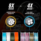 Beyond Braid Braided Fishing Line -Super Strong - Abrasion Resistant - No Stretch -Blue Camo, Moss Camo, White, Green, Pink, Blue, 4 Strand 8 Strand