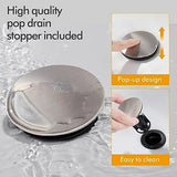 Bathroom Sink Faucet FRANSITON 4 Inch Faucet 2 Handle Bathroom Sink Faucets Lead-Free Brushed Nickel Bath Sink Faucets with Pop-up Drain Stopper and Supply Hoses