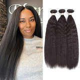 Kinky Straight Bundles, Kerriana 20 22 24 Inch Human Hair Bundles 100% Unprocessed Brazilian 3 bundles For Black Women Natural Black Color