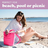 Fit & Fresh Insulated Cooler Bag, Leak Proof Waterproof Beach Cooler Backpack for Women, 18 Can Soft Insulated Cooler Tote Bag for Travel, Lunch Bag for Women, Beach Bag & Travel Bag, Hot Pink