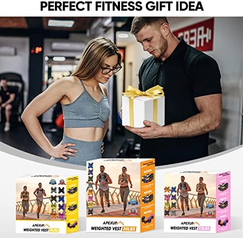 APEXUP Weighted Vest with 5lbs/10lbs/15lbs/20lbs/25lbs/30lbs Weights and Reflective Stripe, Weight Vest Men Women for Workout, Strength Training, Running
