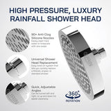 GURIN Shower Head High Pressure Rain, Luxury Bathroom Showerhead with Chrome Plated Finish, Adjustable Angles, Anti-Clogging Silicone Nozzles (California 1.8 GPM)