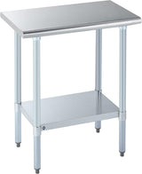 ROCKPOINT Stainless Steel Table for Prep & Work 18x30 Inches, NSF Metal Commercial Kitchen Heavy Duty Table with Adjustable Under Shelf and Table Foot for Restaurant, Home and Hotel