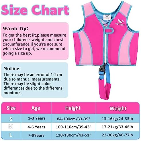 Pottwal Swim Vest for Kids - Swim Jacket for 1-2 Years (24-33LBS) - Buoyancy Aid Made of Neoprene & EPE - with Adjustable Crotch Strap