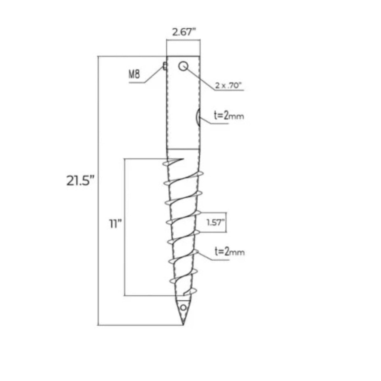 American Ground Screw Model 2 Premium No Dig Ground Anchor - Post & Flag Pole Base Ground Mount - Screw in Post Stake, 22" Inch Long, (Fits Round Poles 1” - 2 3/8") Replacement Fence Post Anchor DIY