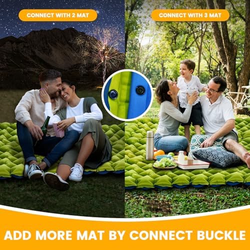 Camping Sleeping Pad, 4in Thick Ultralight Inflatable Camping Mat with Pillow, Built-in Foot Pump Sleeping Mat, Wide Compact Camping Pad for Travel Tent Hiking Backpacking Trip Car Camp Gear