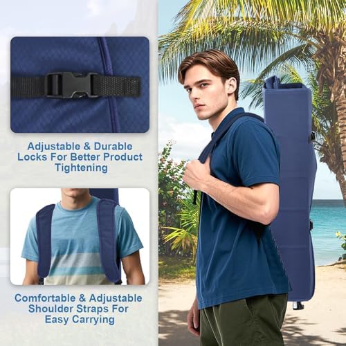 Folding Camping Chairs Canopy Outdoor: Sports Portable Beach Chair with Canopy-Lawn Beach Chairs with Umbrella for Adults-Camping Chair with Shade for Fishing Camp Heavy Duty (Regular, Navy Blue)