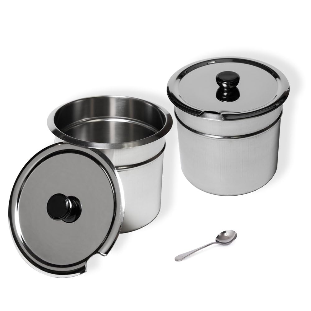 SYBO Food Warmer Steam Table Easy to Clean Commercial Grade Stainless Steel Bain Marie Buffet for Catering and Restaurants ETL, CE ROHS Certified for Commercial, Safety (2 Round Pots with Tap)