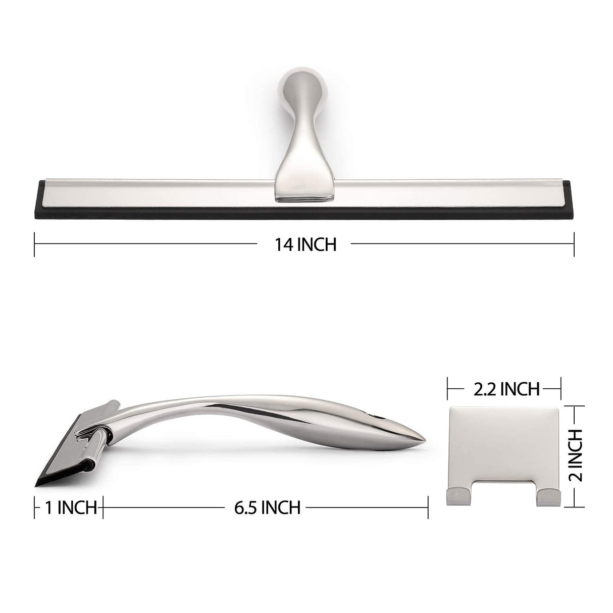 Hiware All-Purpose Shower Squeegee for Shower Doors, Bathroom, Window and Car Glass - Stainless Steel, 14 Inches