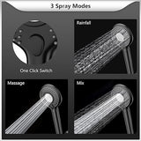 FEELSO Filtered Shower Head with Handheld, High Pressure 3 Spray Mode Showerhead with 15 Stage Water Softener Filters Beads for Hard Water - Remove Chlorine - Reduces Dry Itchy Skin, Matte Black