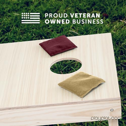 Play Platoon Cornhole Bags Weather Resistant- Set of 8 Regulation Bean Bags for Tossing- Official Professional Size & Weight Corn Hole Bags Two Color All Weather Cornhole Beans Bag Set with Tote Bag
