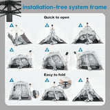 Camping Shower Tent Deluxe Changing Room Easy Set Up Privacy Shelter,Large Toilet Tent 2 Rooms with Floor Drain Design for Beach, Camping,Hiking with Stakes and Ropes for Stability