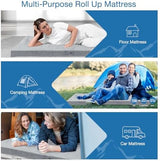 KingChii CertiPUR-US Memory Foam Camping Mattress, Portable Roll Up Travel Car Camping Mattress Sleeping Pad & Floor Mattress, Cot Mattress Guest Bed for Sleepover with Waterproof Cover & Travel Bag