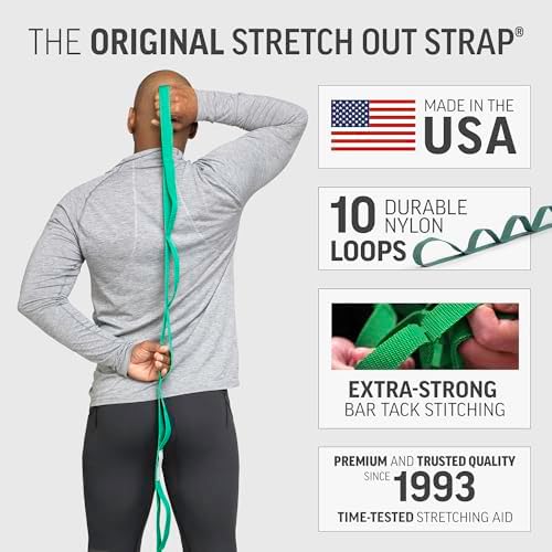 OPTP The Original Stretch Out Strap with Exercise Book, USA Made Top Choice Stretch Out Straps for Physical Therapy, Yoga Stretching Strap and Knee Therapy Strap